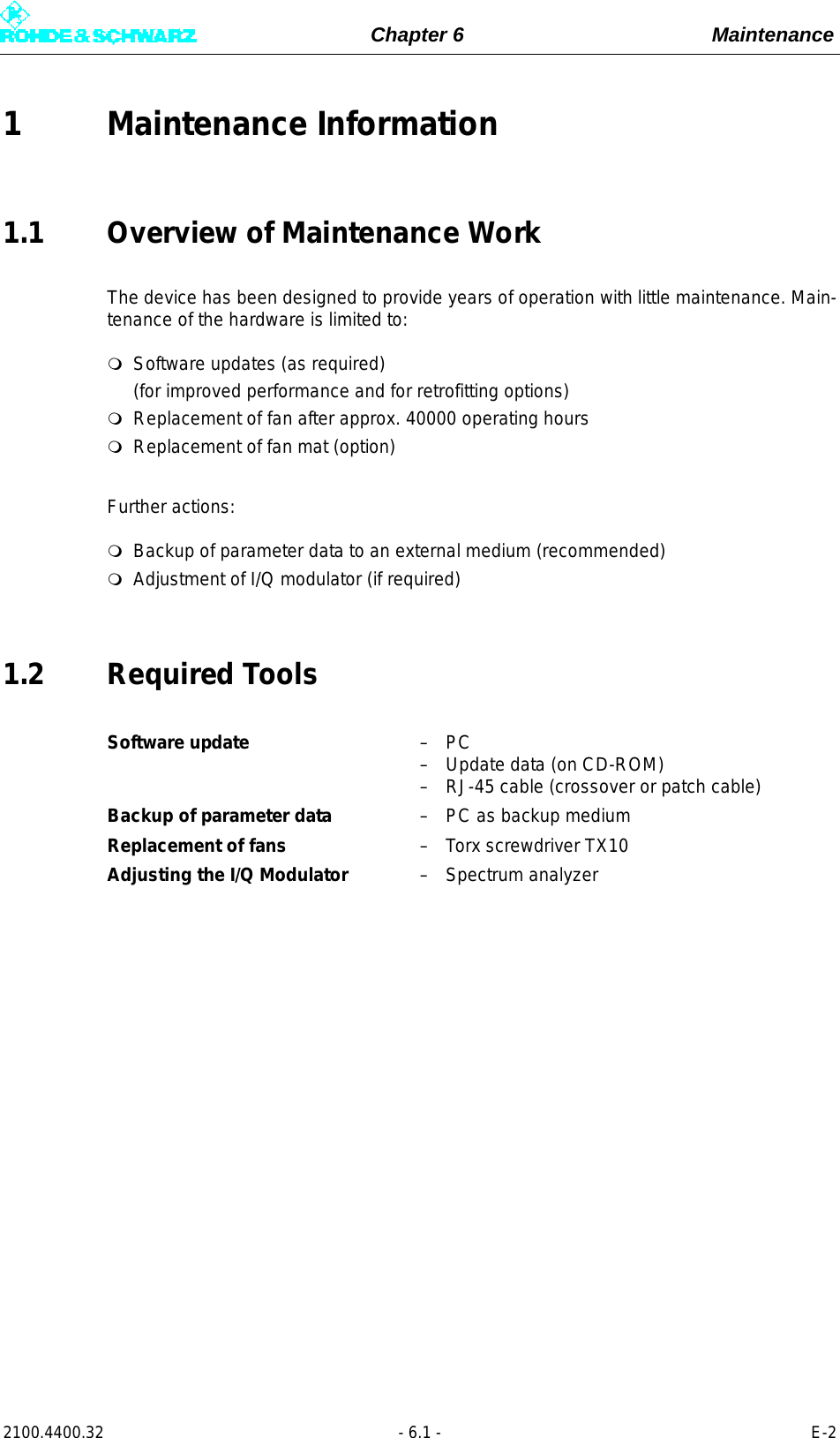 Page 253 of Rohde and Schwarz SLV8000 SLV8000 Low Power Transmitter User Manual 32 SLX8000 12 12 07 01 00