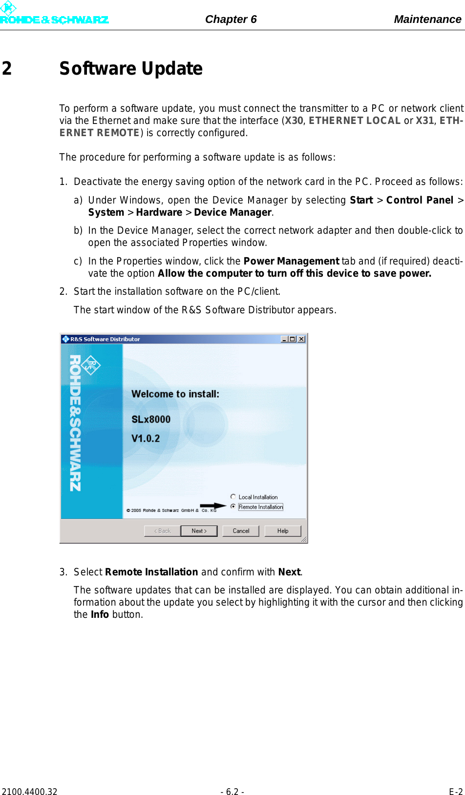 Page 254 of Rohde and Schwarz SLV8000 SLV8000 Low Power Transmitter User Manual 32 SLX8000 12 12 07 01 00