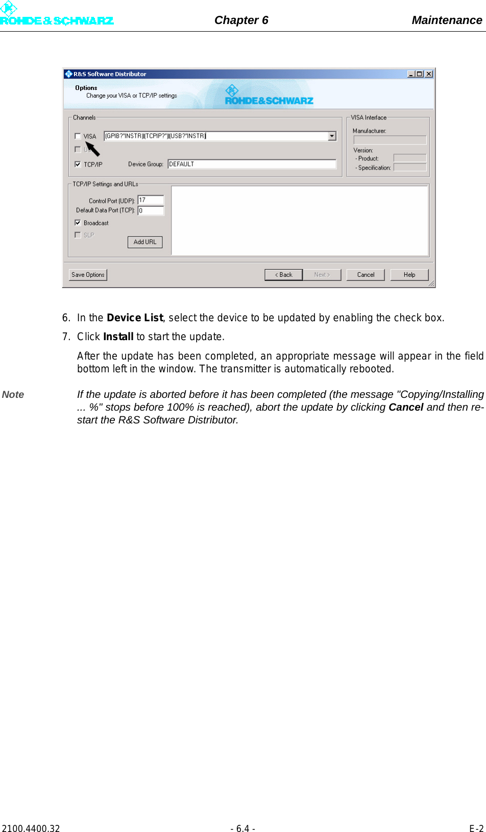 Page 256 of Rohde and Schwarz SLV8000 SLV8000 Low Power Transmitter User Manual 32 SLX8000 12 12 07 01 00