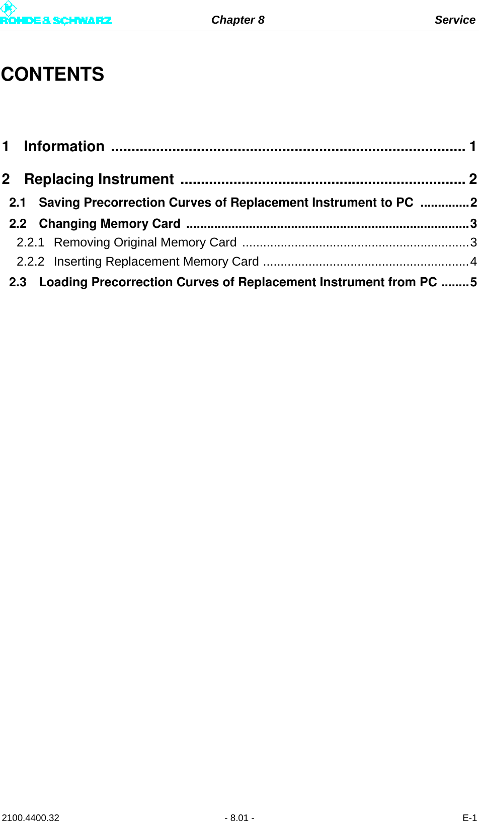 Page 277 of Rohde and Schwarz SLV8000 SLV8000 Low Power Transmitter User Manual 32 SLX8000 12 12 07 01 00