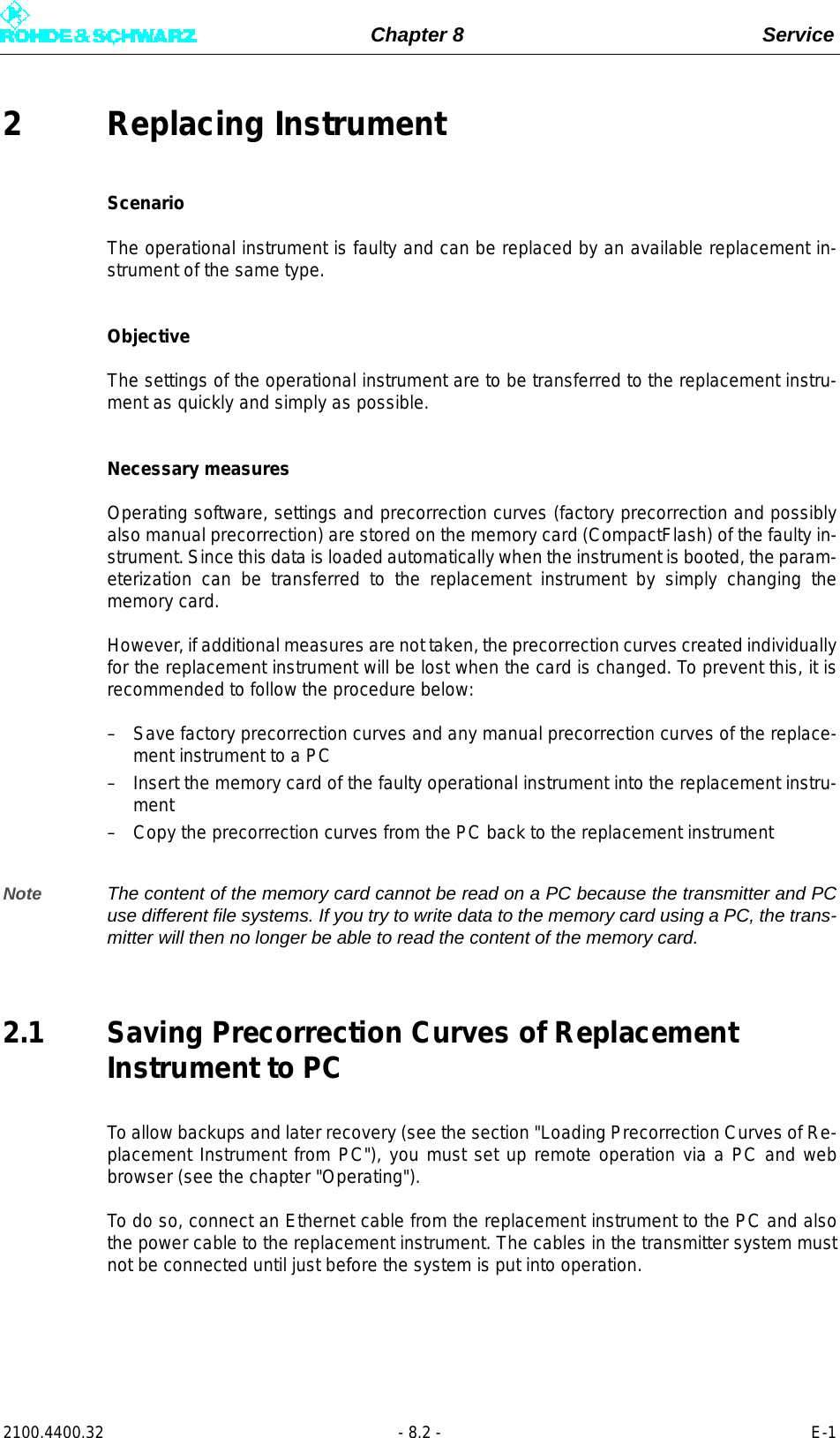 Page 280 of Rohde and Schwarz SLV8000 SLV8000 Low Power Transmitter User Manual 32 SLX8000 12 12 07 01 00