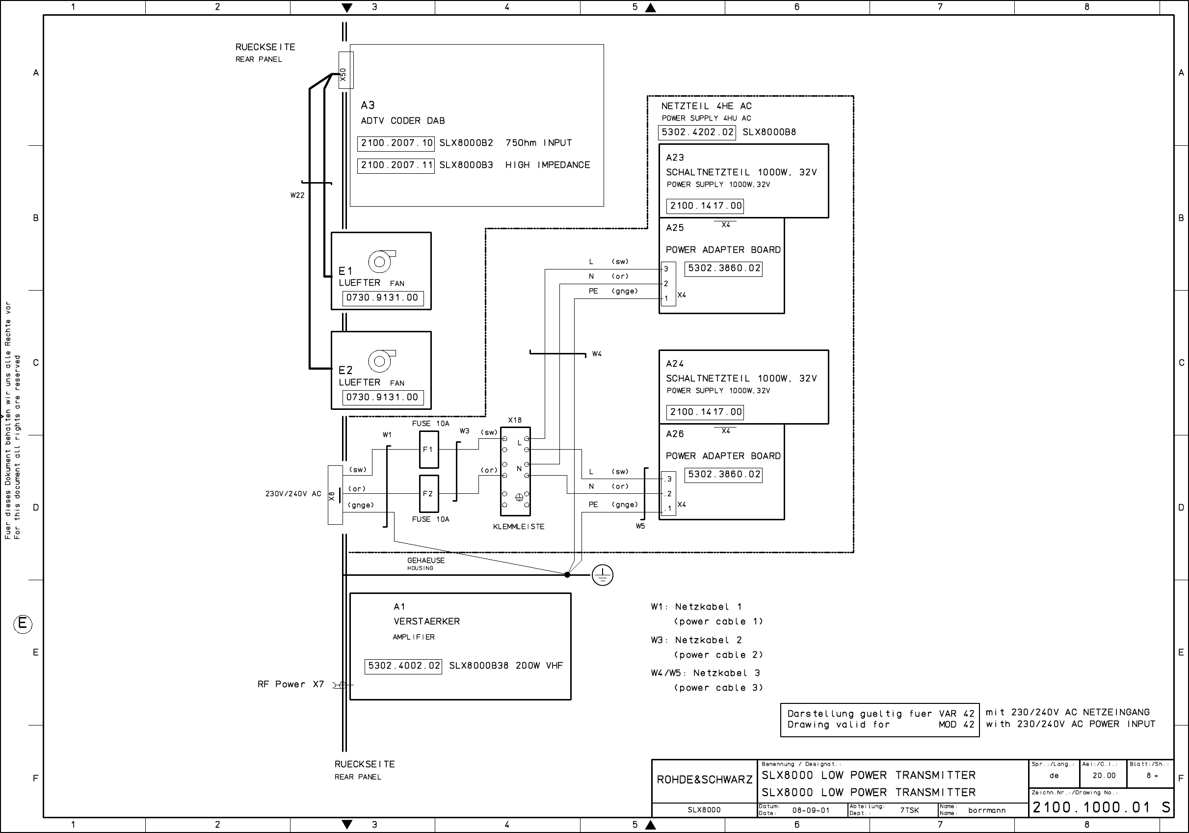 Page 311 of Rohde and Schwarz SLV8000 SLV8000 Low Power Transmitter User Manual 32 SLX8000 12 12 07 01 00