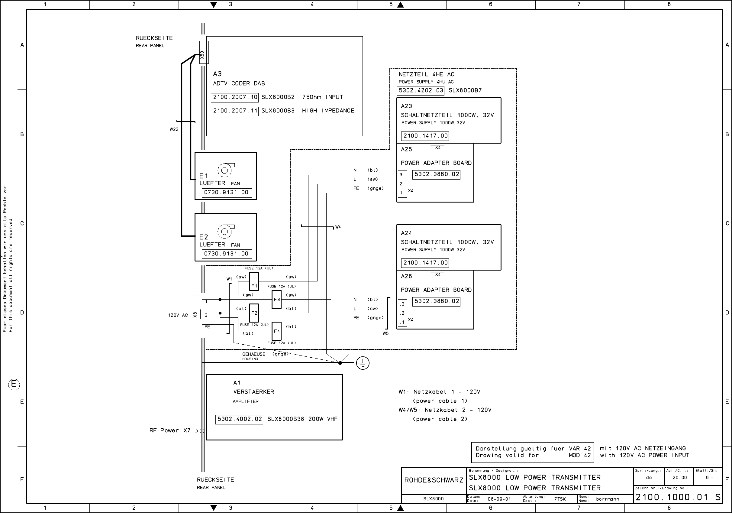 Page 312 of Rohde and Schwarz SLV8000 SLV8000 Low Power Transmitter User Manual 32 SLX8000 12 12 07 01 00