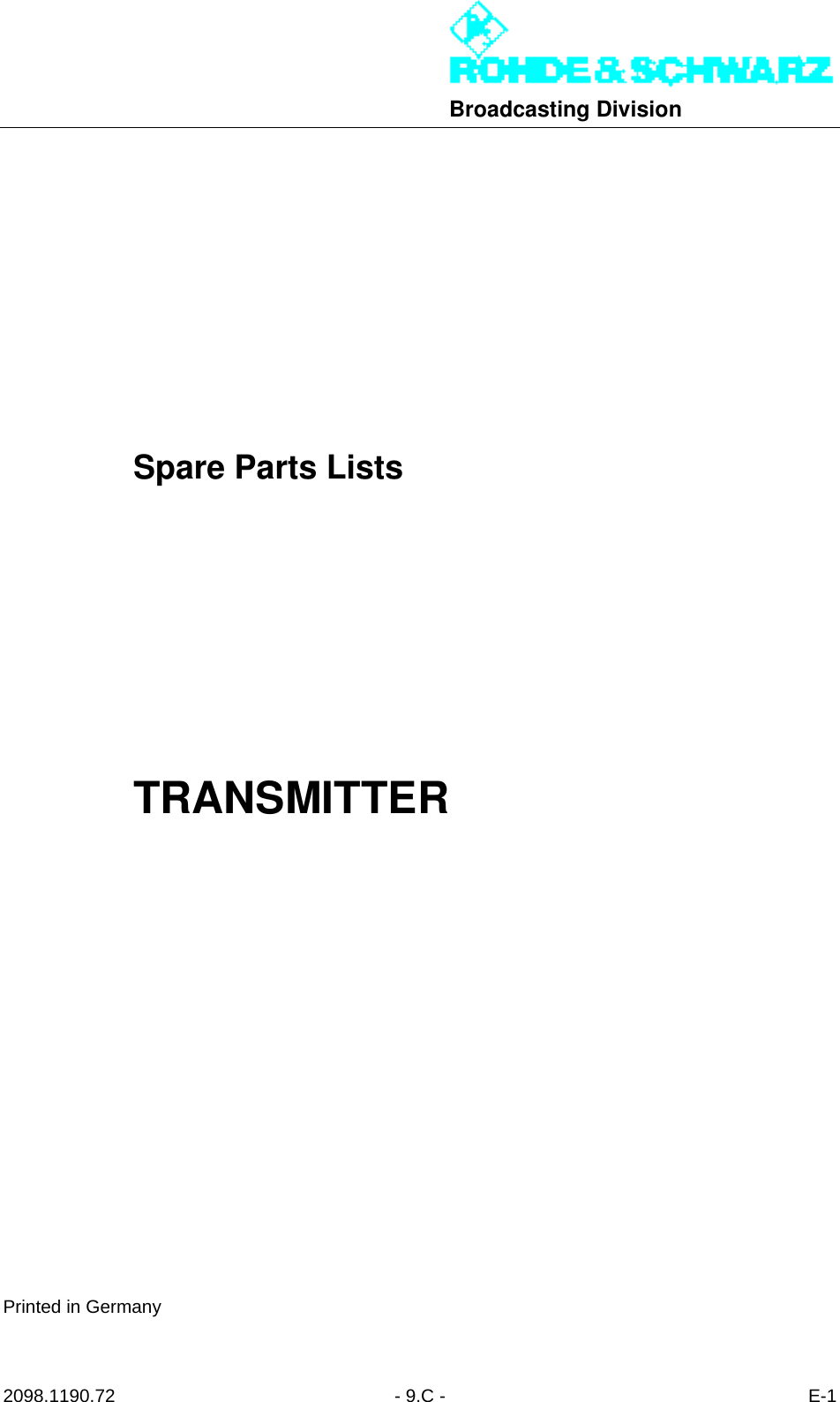 Page 315 of Rohde and Schwarz SLV8000 SLV8000 Low Power Transmitter User Manual 32 SLX8000 12 12 07 01 00