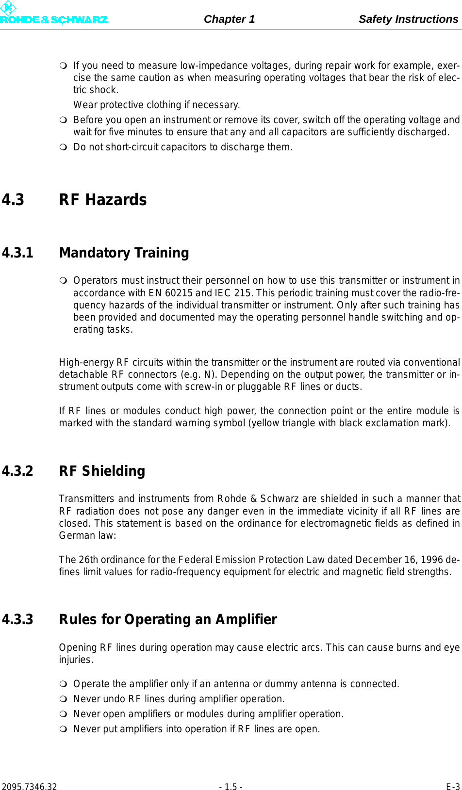 Page 43 of Rohde and Schwarz SLV8000 SLV8000 Low Power Transmitter User Manual 32 SLX8000 12 12 07 01 00