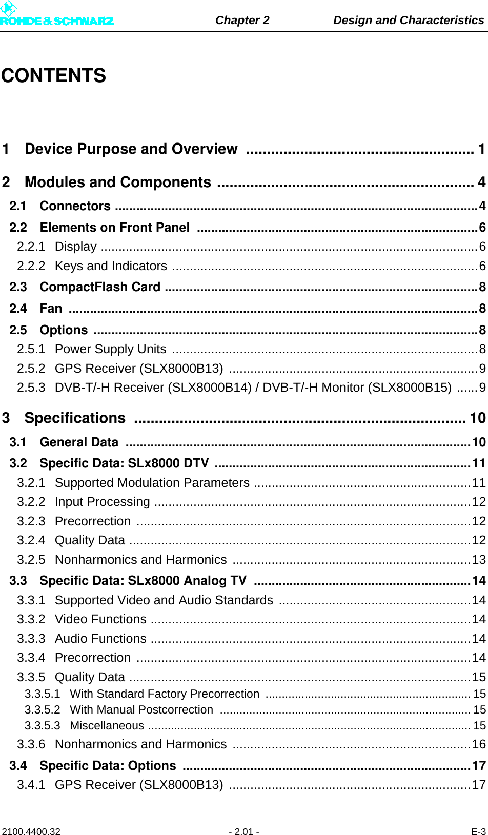 Page 49 of Rohde and Schwarz SLV8000 SLV8000 Low Power Transmitter User Manual 32 SLX8000 12 12 07 01 00