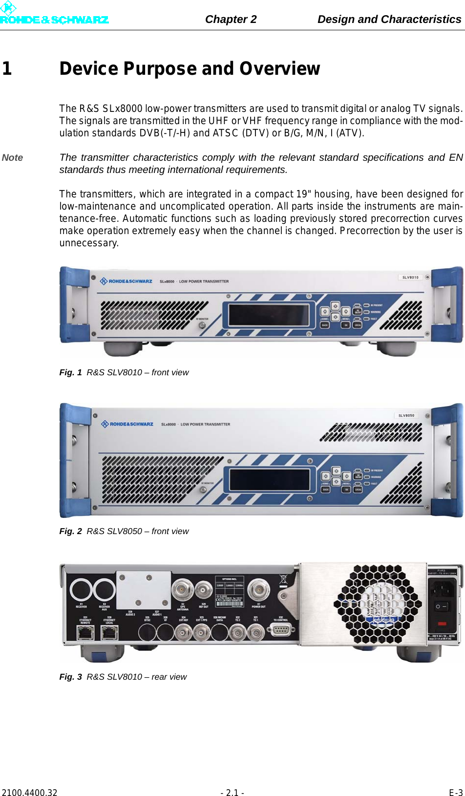 Page 51 of Rohde and Schwarz SLV8000 SLV8000 Low Power Transmitter User Manual 32 SLX8000 12 12 07 01 00