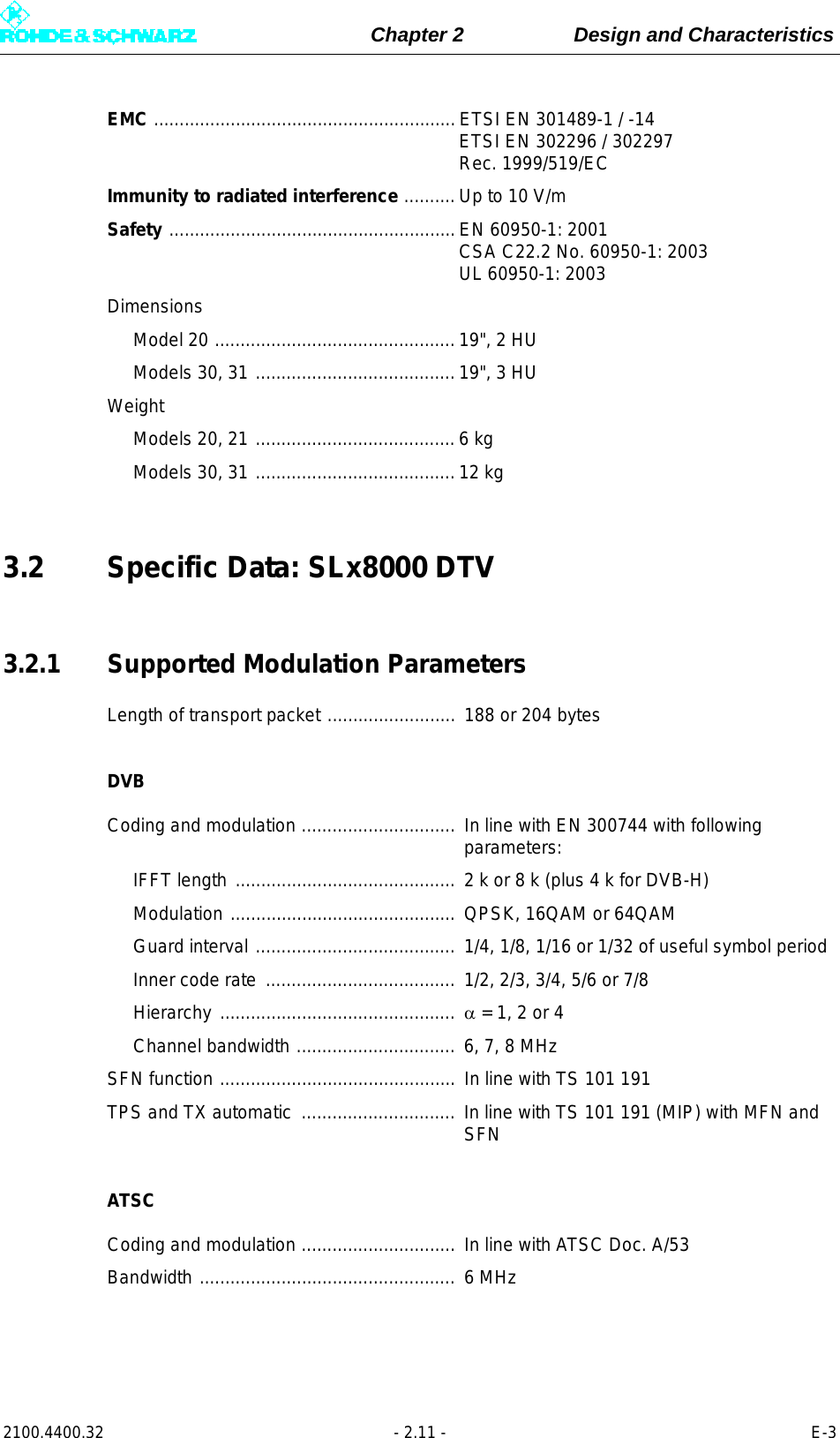 Page 61 of Rohde and Schwarz SLV8000 SLV8000 Low Power Transmitter User Manual 32 SLX8000 12 12 07 01 00