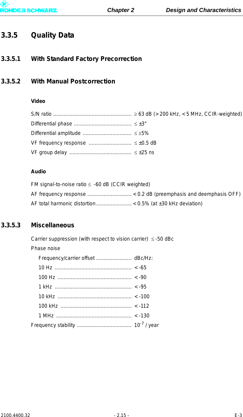 Page 65 of Rohde and Schwarz SLV8000 SLV8000 Low Power Transmitter User Manual 32 SLX8000 12 12 07 01 00