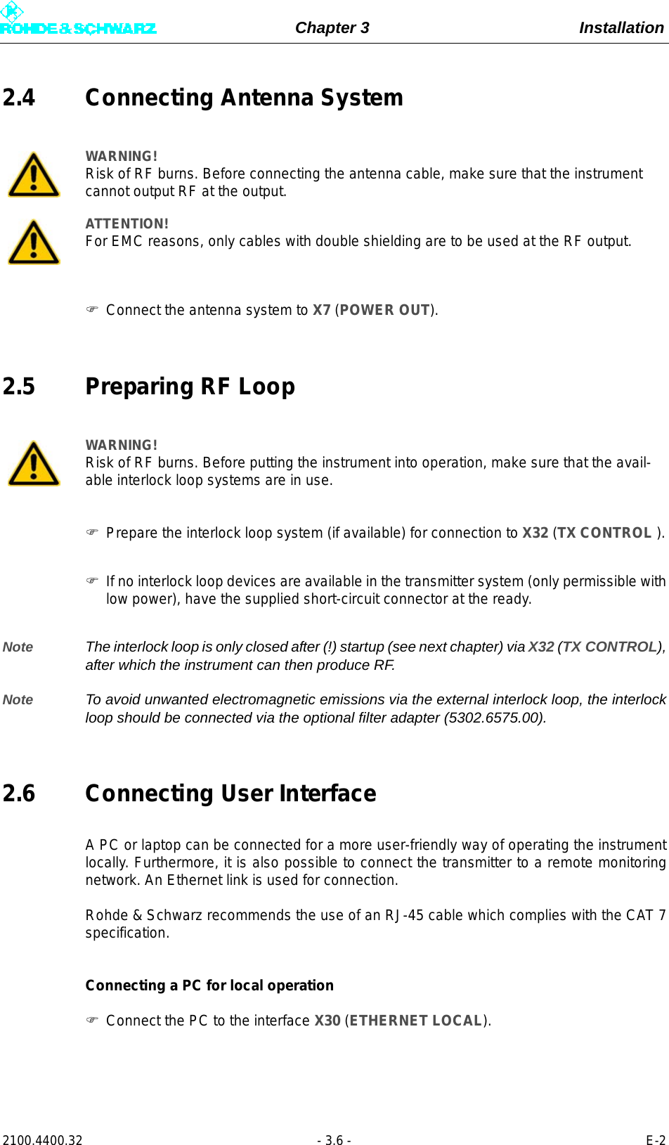 Page 78 of Rohde and Schwarz SLV8000 SLV8000 Low Power Transmitter User Manual 32 SLX8000 12 12 07 01 00