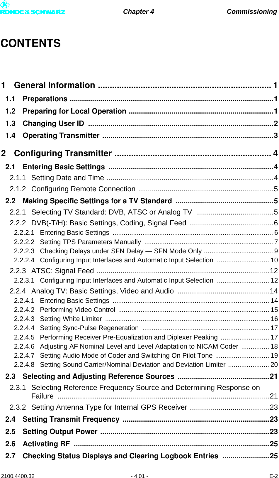 Page 83 of Rohde and Schwarz SLV8000 SLV8000 Low Power Transmitter User Manual 32 SLX8000 12 12 07 01 00