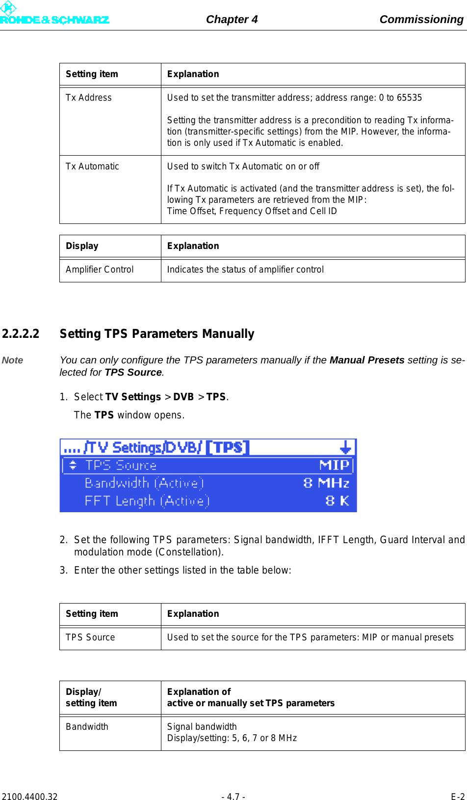 Page 91 of Rohde and Schwarz SLV8000 SLV8000 Low Power Transmitter User Manual 32 SLX8000 12 12 07 01 00