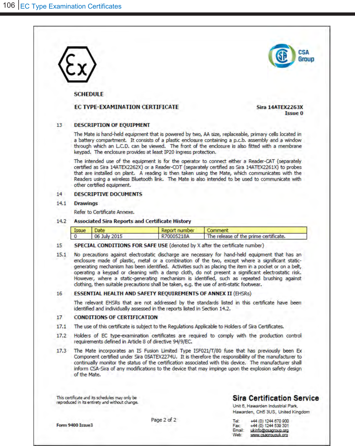 106   EC Type Examination Certificates     