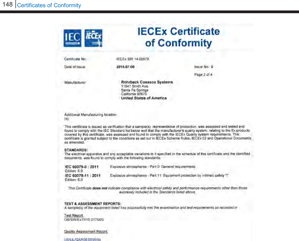 148   Certificates of Conformity         