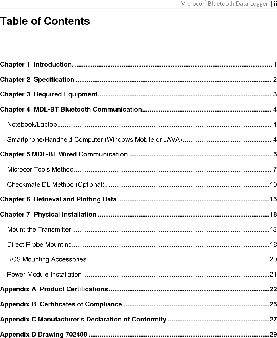 Microcor® Bluetooth Data-Logger | iii                           