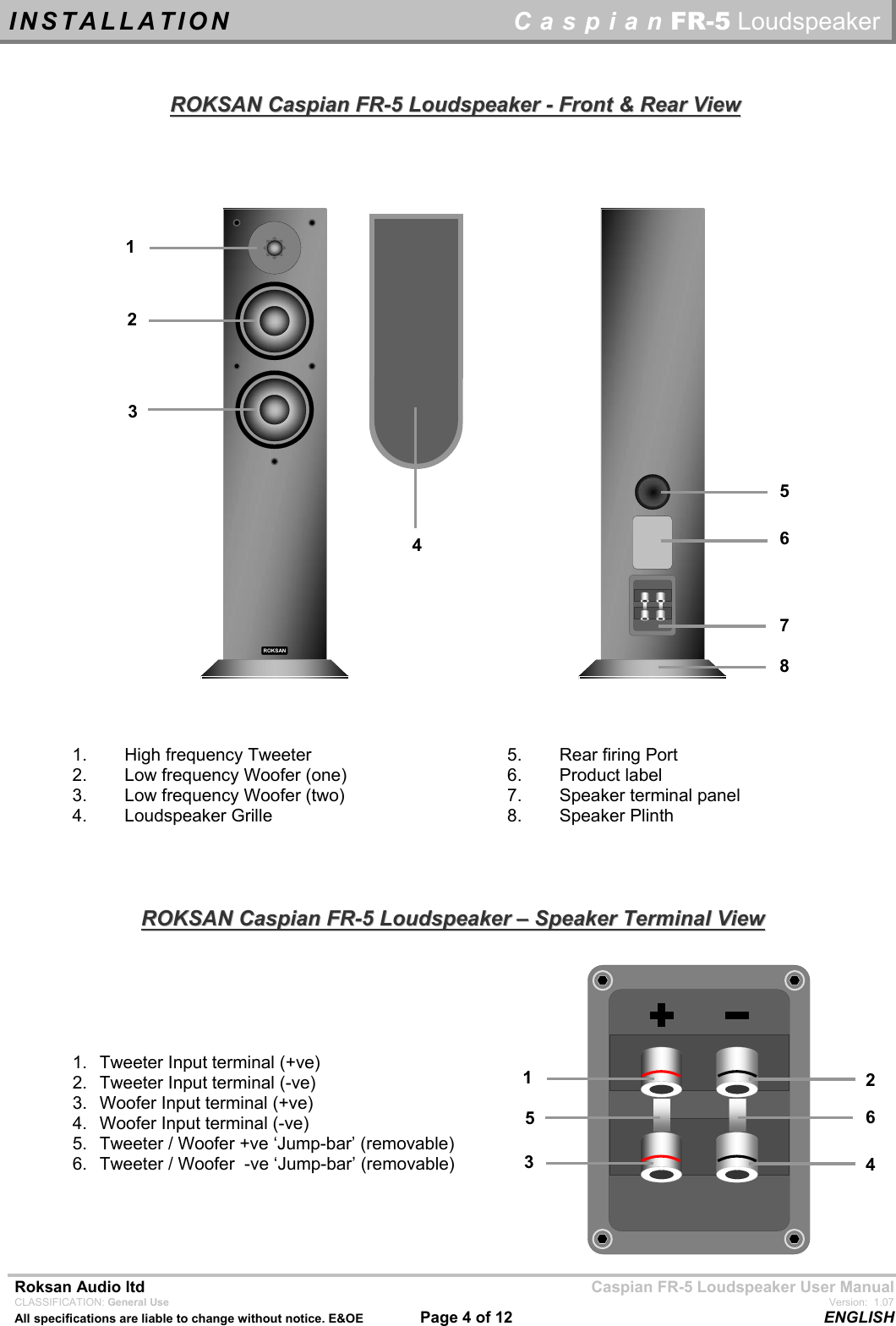 Page 4 of 12 - Roksan-Audio Roksan-Audio-Fr-5-Users-Manual FR5speaker07bM