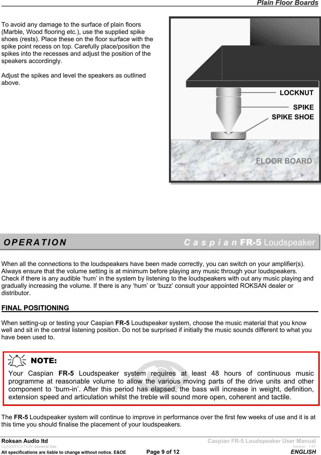 Page 9 of 12 - Roksan-Audio Roksan-Audio-Fr-5-Users-Manual FR5speaker07bM