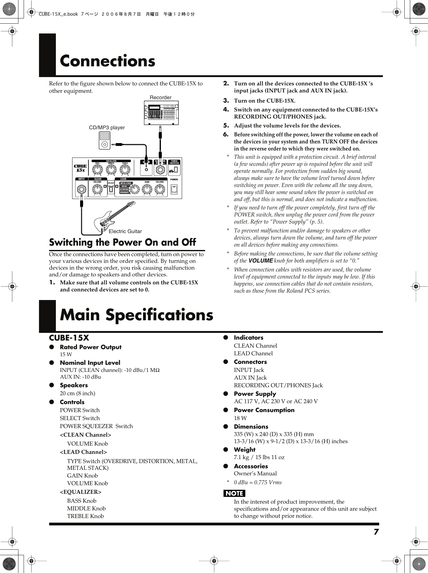Page 7 of 8 - Roland Roland-Cube-15X-Users-Manual- CUBE-15X_e  Roland-cube-15x-users-manual
