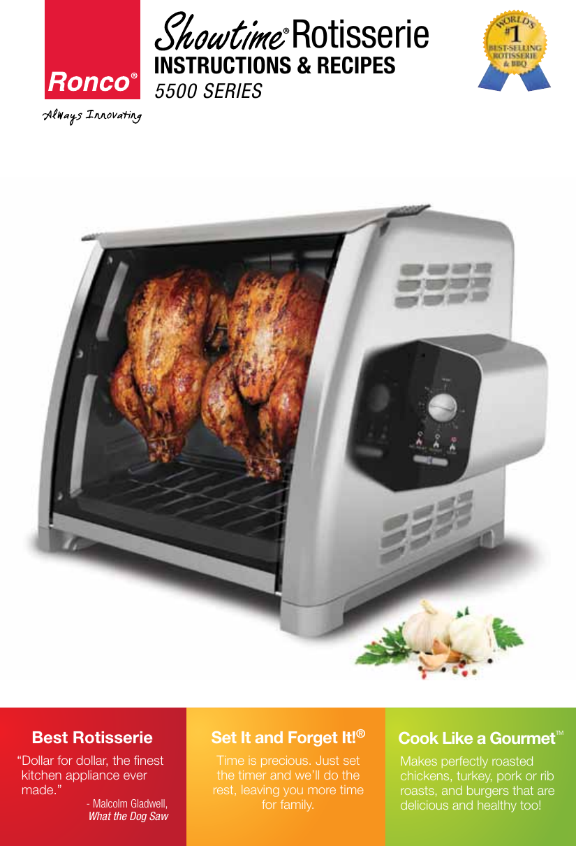 Ronco 5500 Stainless Rotisserie Oven Instructions And Recipes