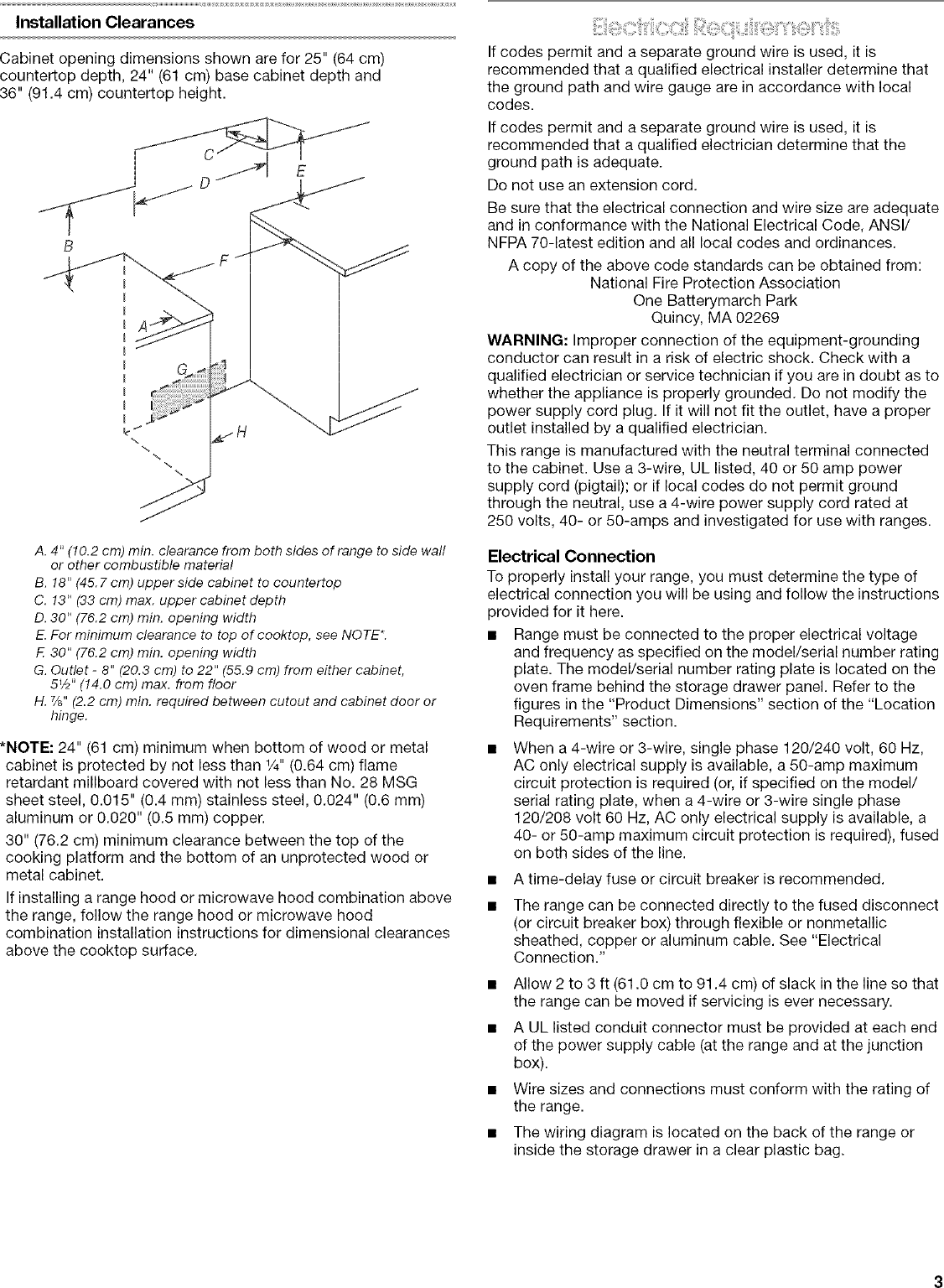 Page 3 of 12 - Roper FEP310KW5 User Manual  FREE STANDING ELECTRIC RANGE - Manuals And Guides L0704147