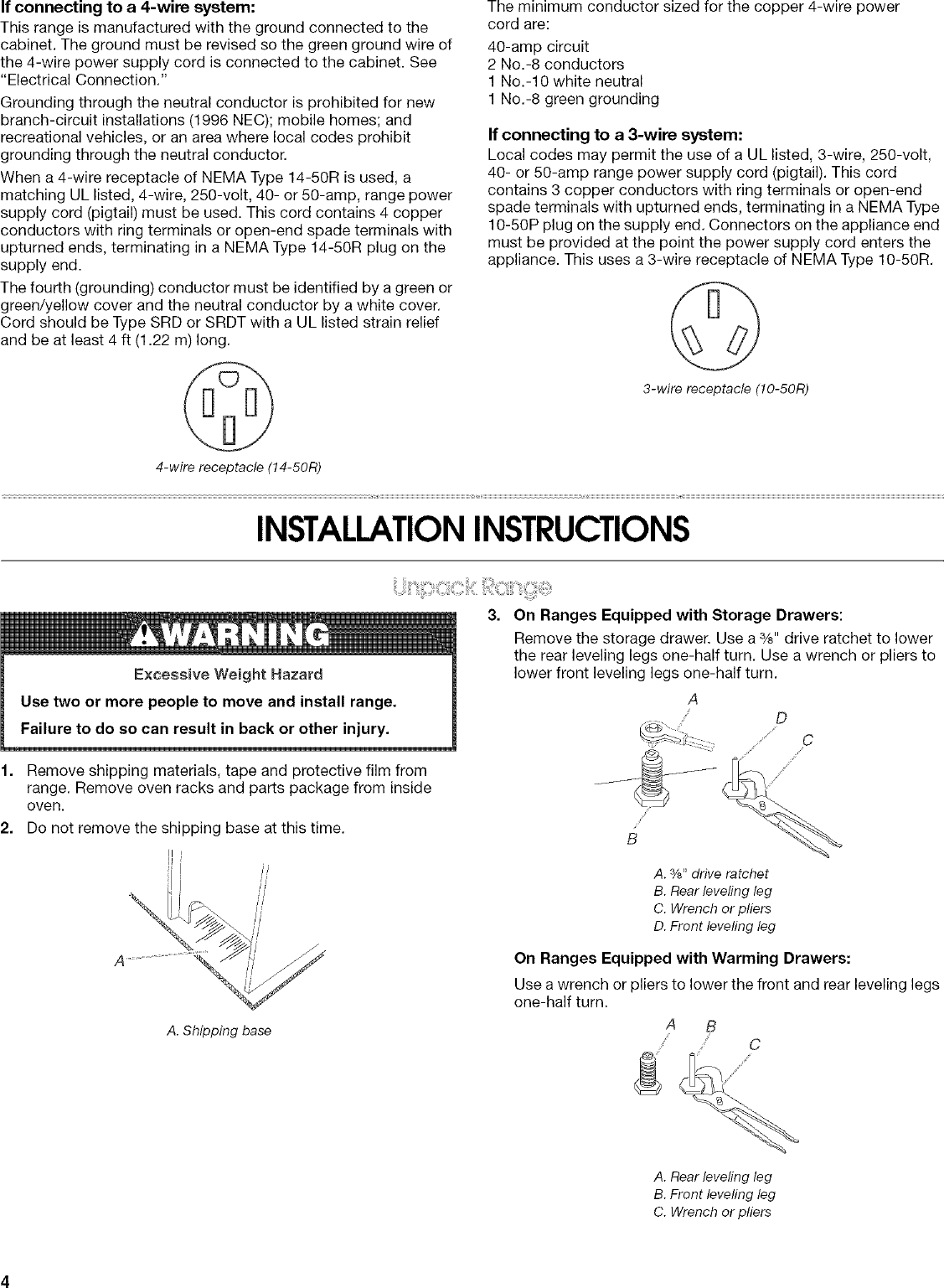 Page 4 of 12 - Roper FEP310KW5 User Manual  FREE STANDING ELECTRIC RANGE - Manuals And Guides L0704147