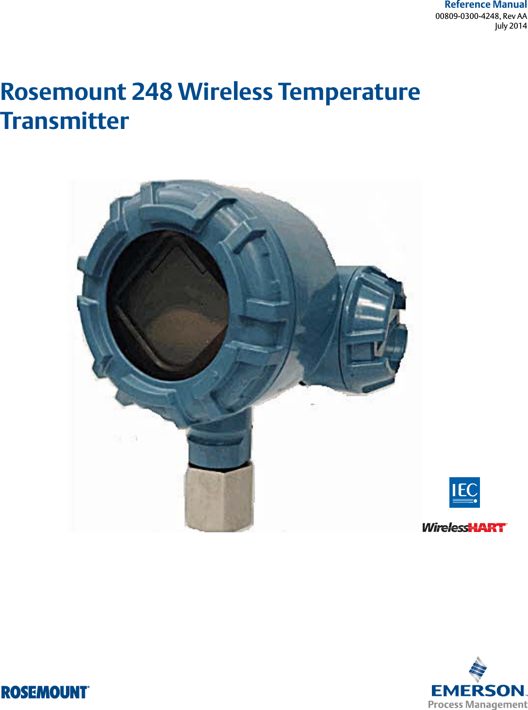 Reference Manual00809-0300-4248, Rev AAJuly 2014Rosemount 248 Wireless Temperature Transmitter