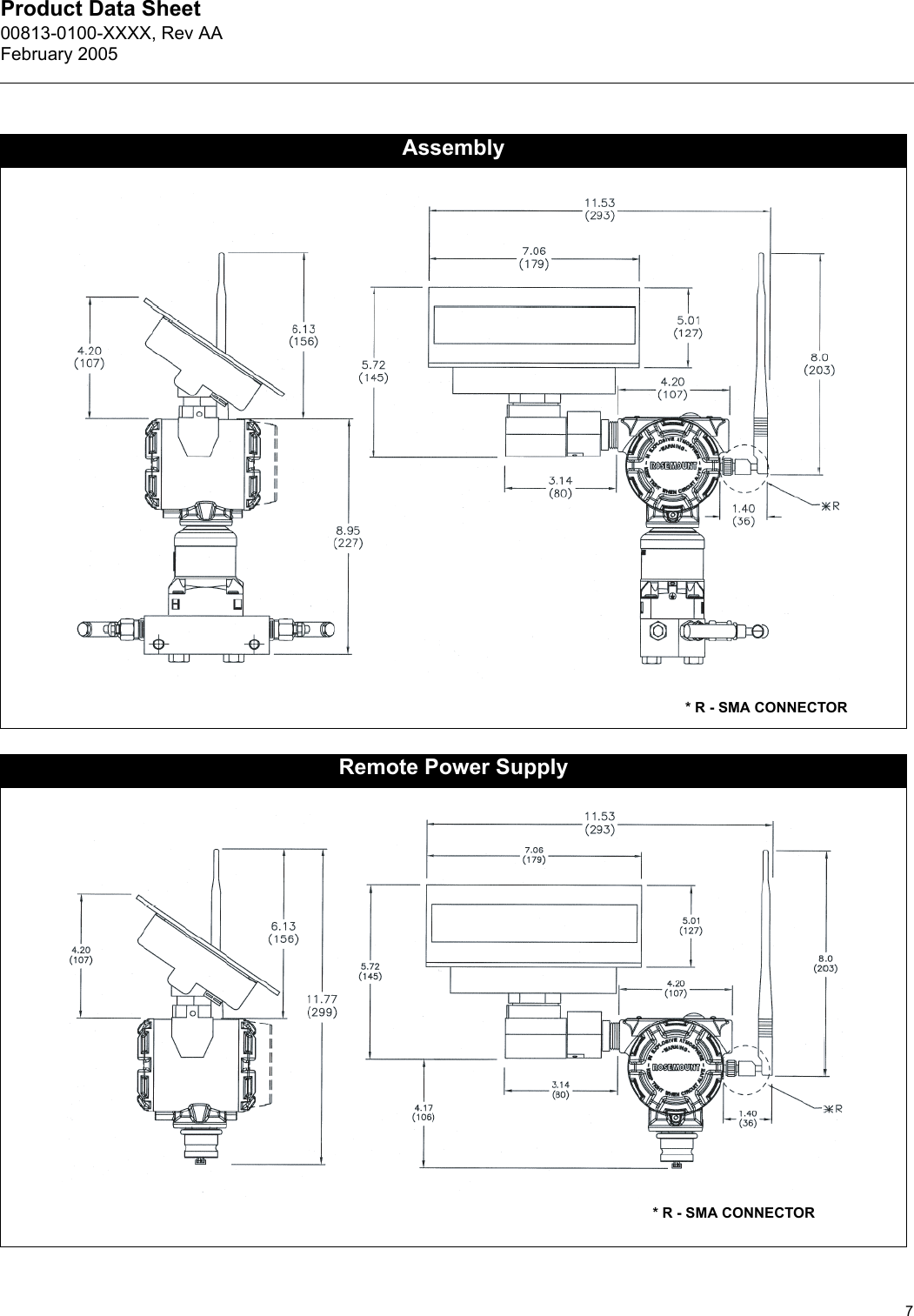 Product Data Sheet00813-0100-XXXX, Rev AAFebruary 20057AssemblyRemote Power Supply* R - SMA CONNECTOR* R - SMA CONNECTOR