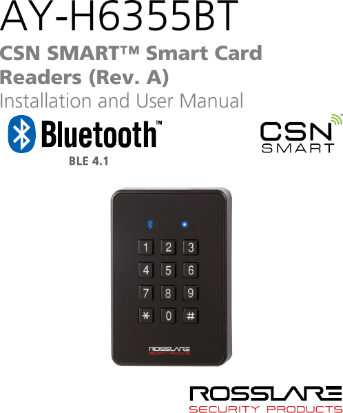 AY-H6355BT CSN SMART™ Smart Card Readers (Rev. A) Installation and User Manual        BLE 4.1 