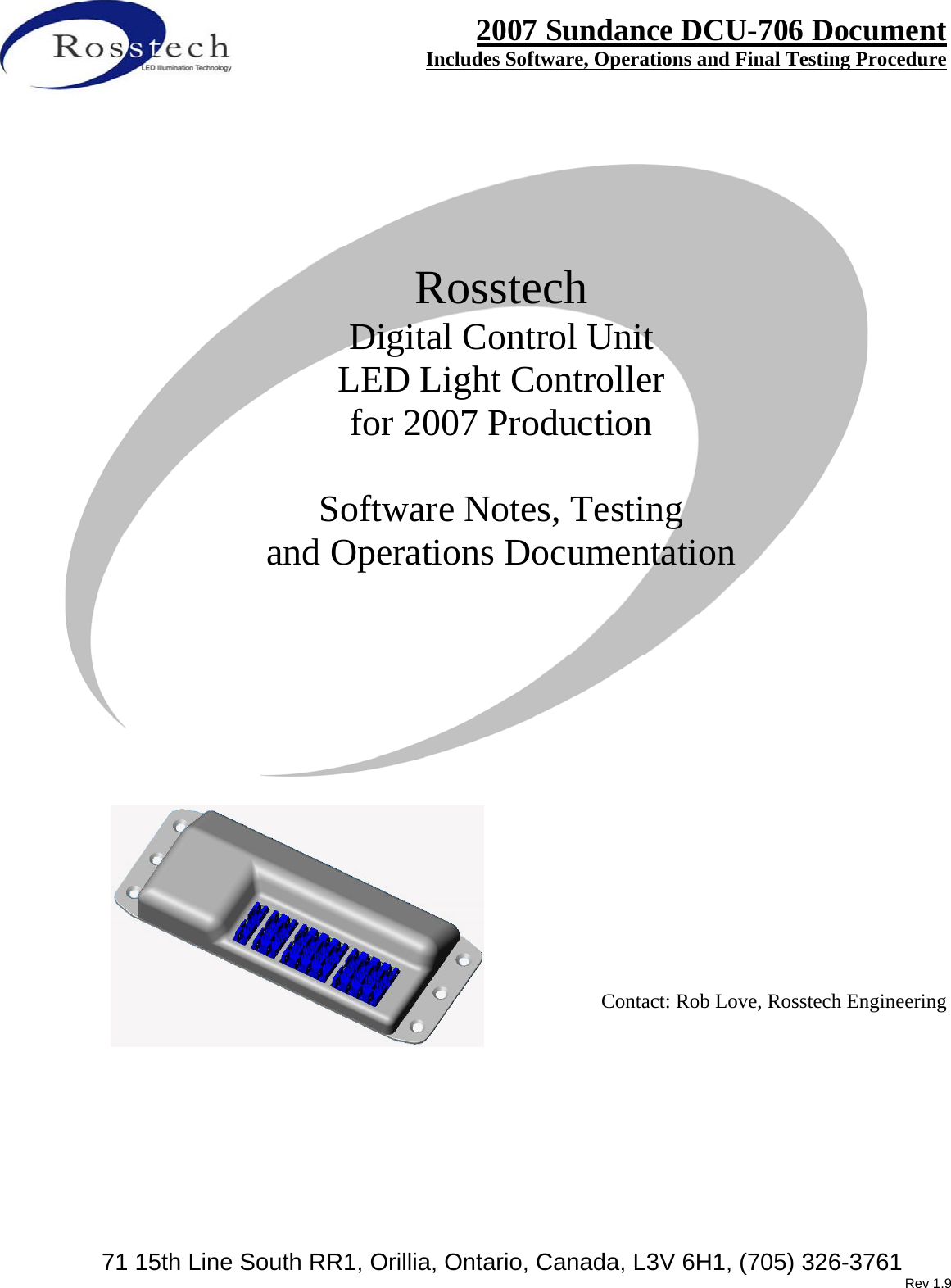 Rosstech Signals DCU706B DCU706B DIGITAL LED LIGHTING CONTROL UNIT User