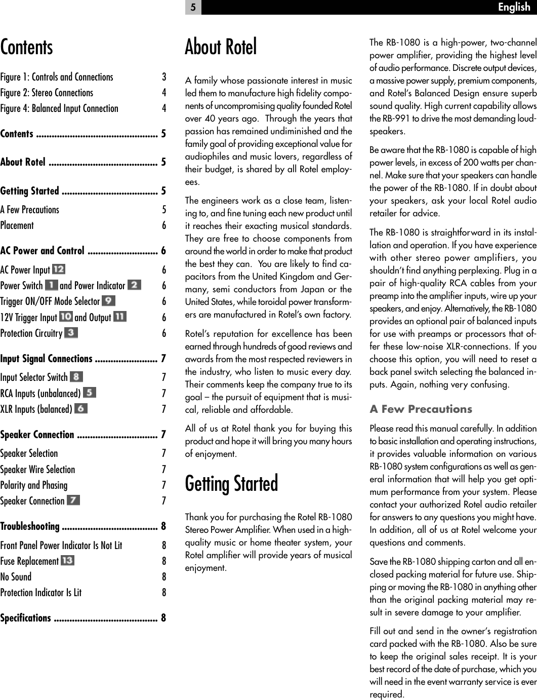 Page 5 of 8 - Rotel Rotel-Rb-1080-Users-Manual- RB-1080 6L Manual - 4  Rotel-rb-1080-users-manual