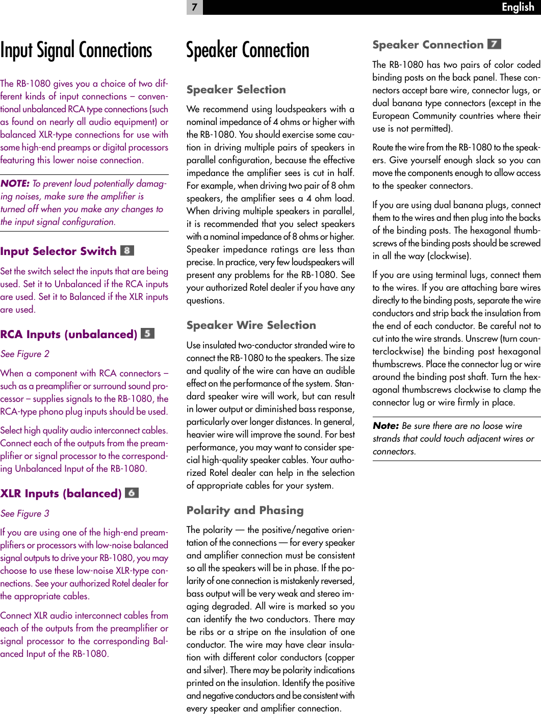 Page 7 of 8 - Rotel Rotel-Rb-1080-Users-Manual- RB-1080 6L Manual - 4  Rotel-rb-1080-users-manual