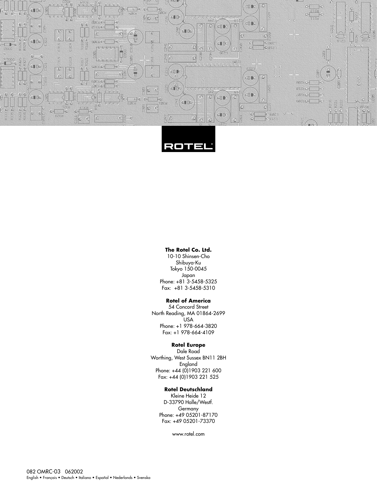 Page 11 of 11 - Rotel Rotel-Rc-03-Users-Manual- Rotel-rc-03-users-manual