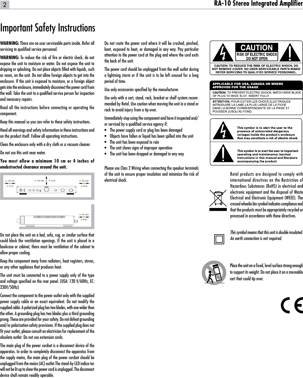 Page 2 of 10 - Rotel Rotel-Rotel-Ra-10-Users-Manual-  Rotel-rotel-ra-10-users-manual