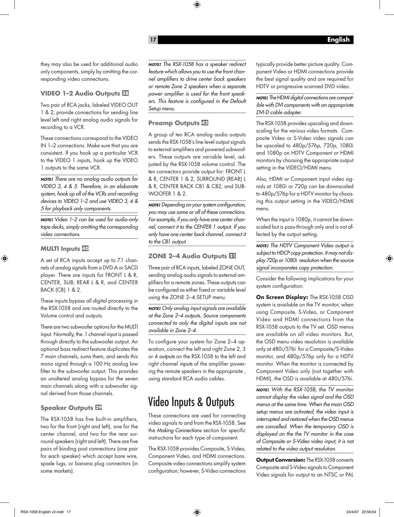 Rotel Rsx 1058 Users Manual English V2