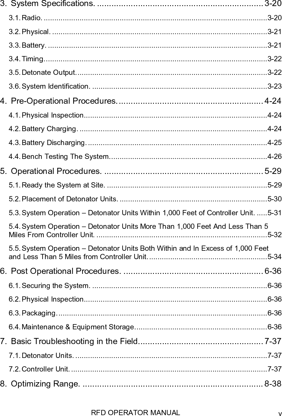 RFD OPERATOR MANUAL vi