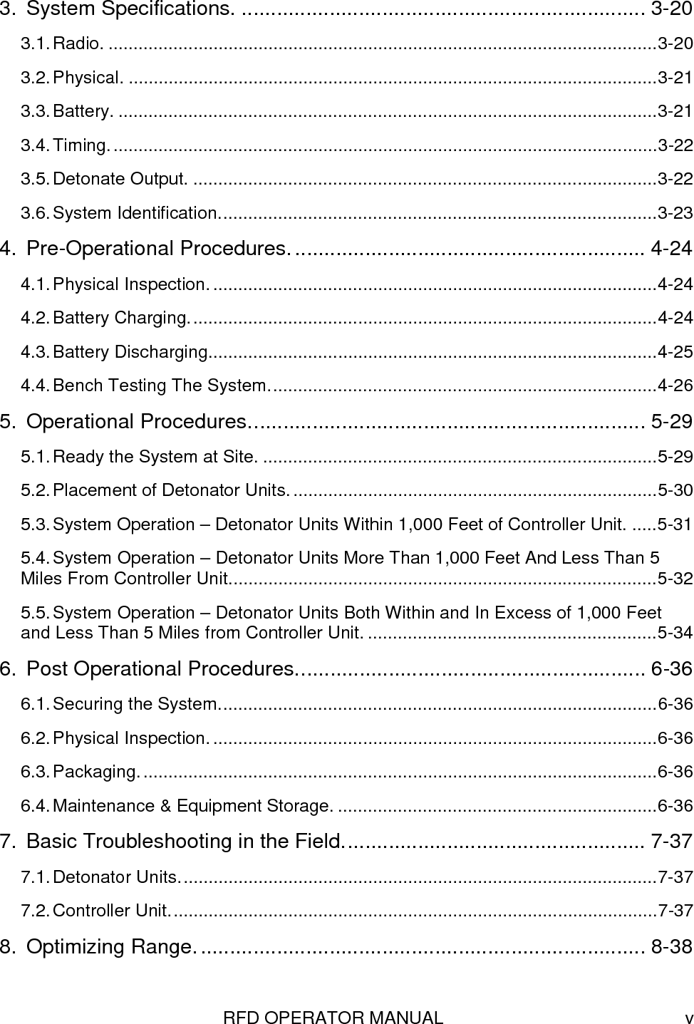 RFD OPERATOR MANUAL vi