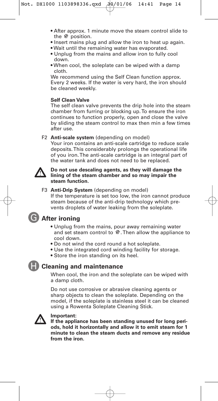 Page 8 of 9 - Rowenta Rowenta-Effective-1103898336-46-05-Users-Manual- Not. DX1000 1103898336  Rowenta-effective-1103898336-46-05-users-manual