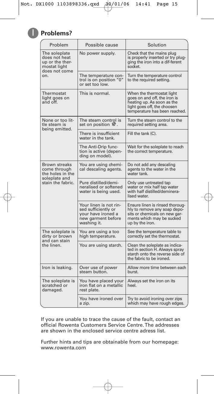 Page 9 of 9 - Rowenta Rowenta-Effective-1103898336-46-05-Users-Manual- Not. DX1000 1103898336  Rowenta-effective-1103898336-46-05-users-manual