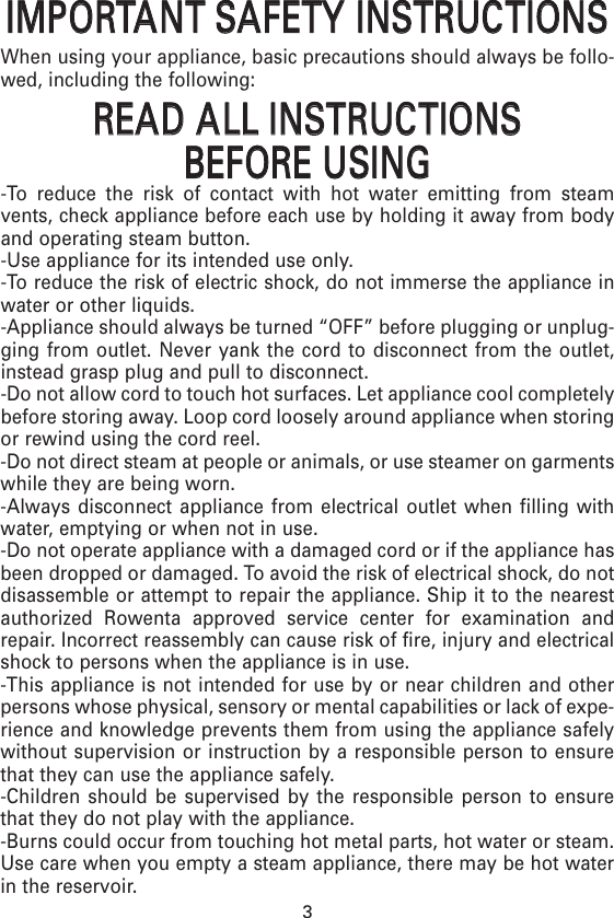 Page 3 of 12 - Rowenta Rowenta-Garment-Steamer-Is9000-Users-Manual- IS9000  Rowenta-garment-steamer-is9000-users-manual