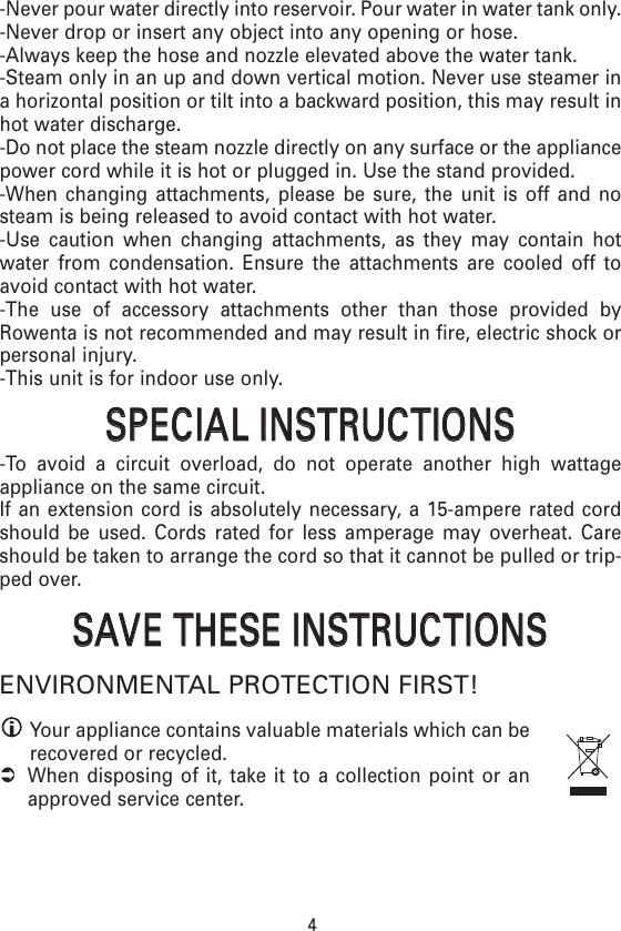 Page 4 of 12 - Rowenta Rowenta-Garment-Steamer-Is9000-Users-Manual- IS9000  Rowenta-garment-steamer-is9000-users-manual