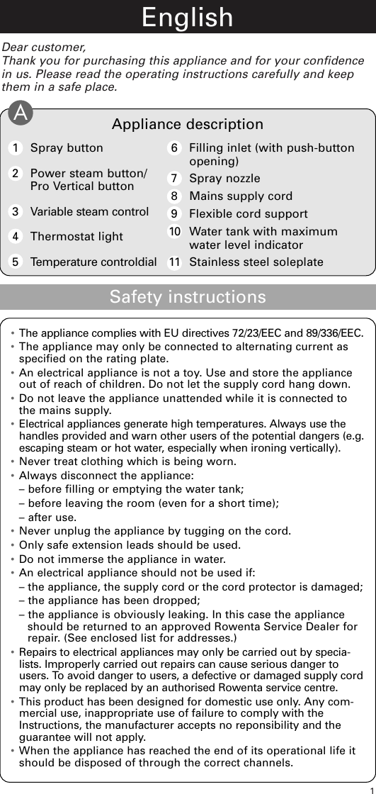 Page 3 of 5 - Rowenta Rowenta-Power-Duo-1103465594-Users-Manual- DX5000-7  Rowenta-power-duo-1103465594-users-manual