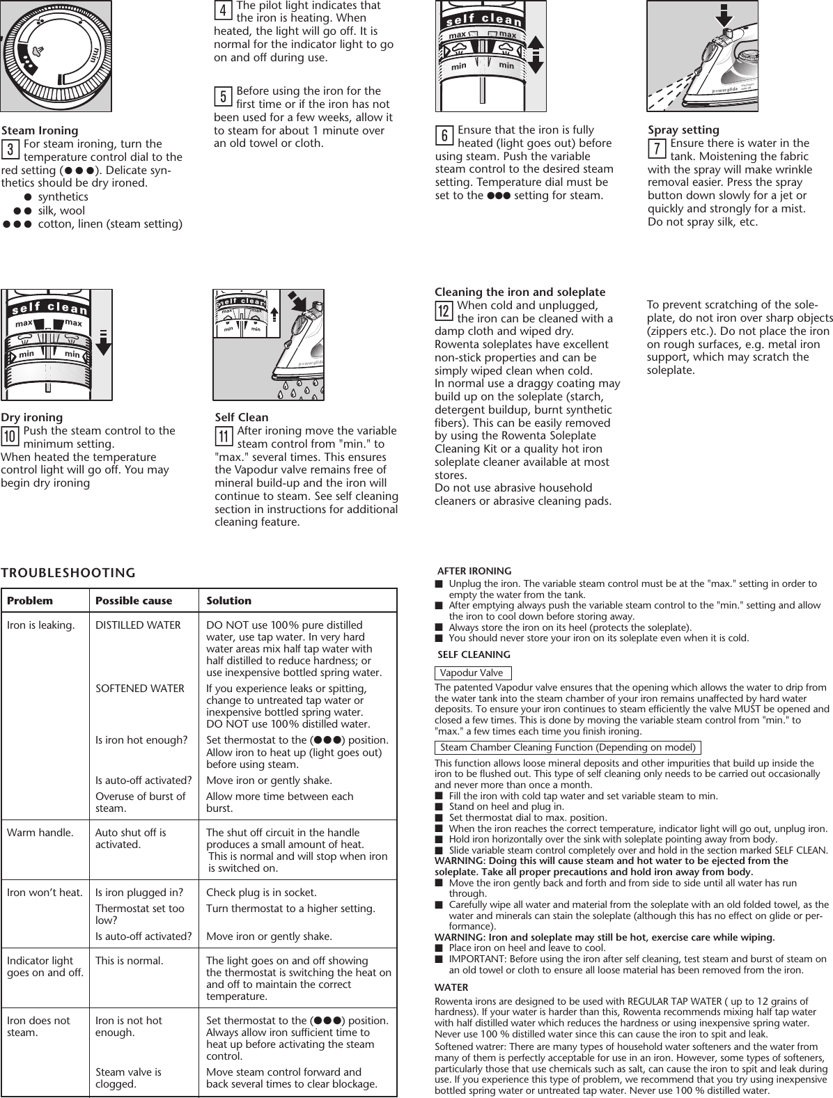 Page 2 of 2 - Rowenta Rowenta-Powerglide-Steam-Iron-Users-Manual-  Rowenta-powerglide-steam-iron-users-manual
