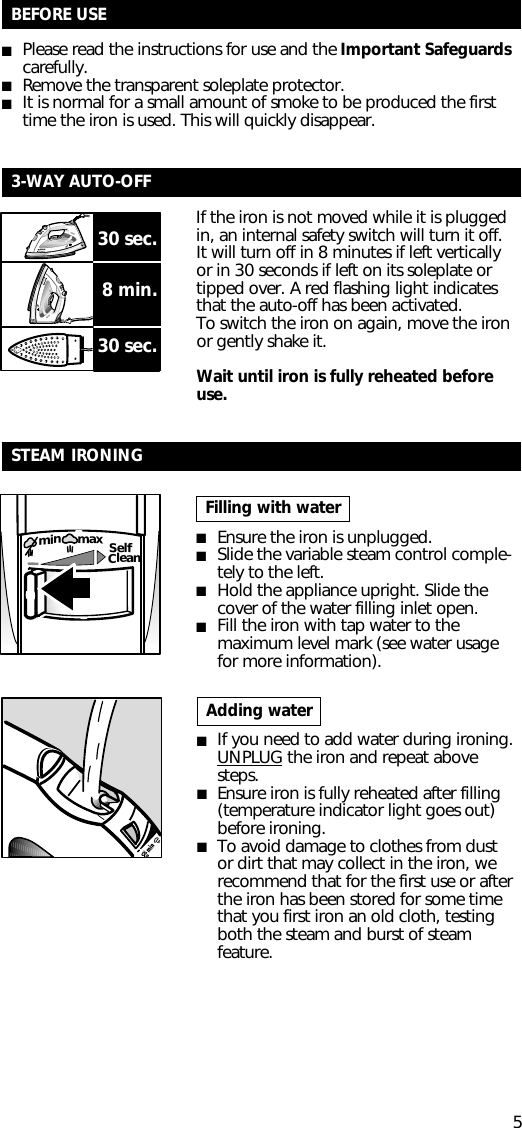 Page 5 of 11 - Rowenta Rowenta-Precision-Steam-Iron-Users-Manual-  Rowenta-precision-steam-iron-users-manual