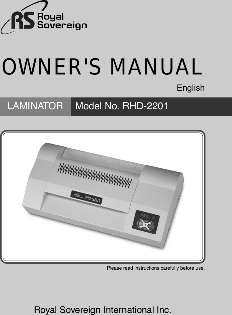 Page 1 of 12 - Royal-Sovereign Royal-Sovereign-Rhd-2201-Users-Manual- RHD-2201 Manual(US)  Royal-sovereign-rhd-2201-users-manual