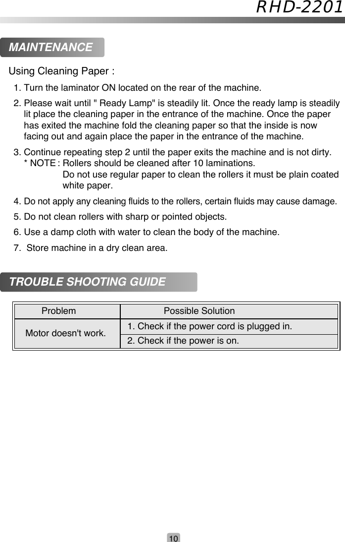 Page 10 of 12 - Royal-Sovereign Royal-Sovereign-Rhd-2201-Users-Manual- RHD-2201 Manual(US)  Royal-sovereign-rhd-2201-users-manual