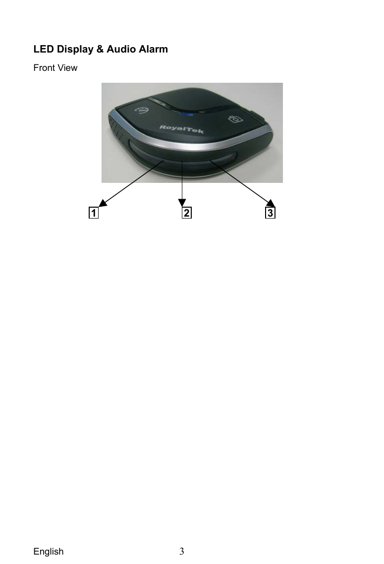 English  3 LED Display &amp; Audio Alarm Front View    21  3