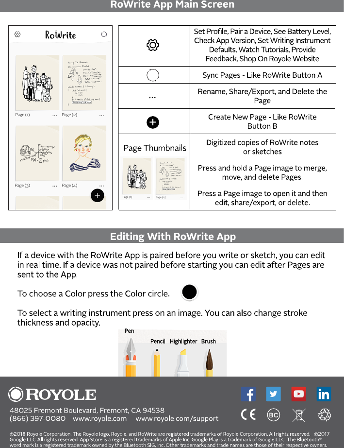 Page 4 of Royole RY0201 RoWrite Smart Writing Pad User Manual RoWrite QSG 10Mar2018 En P