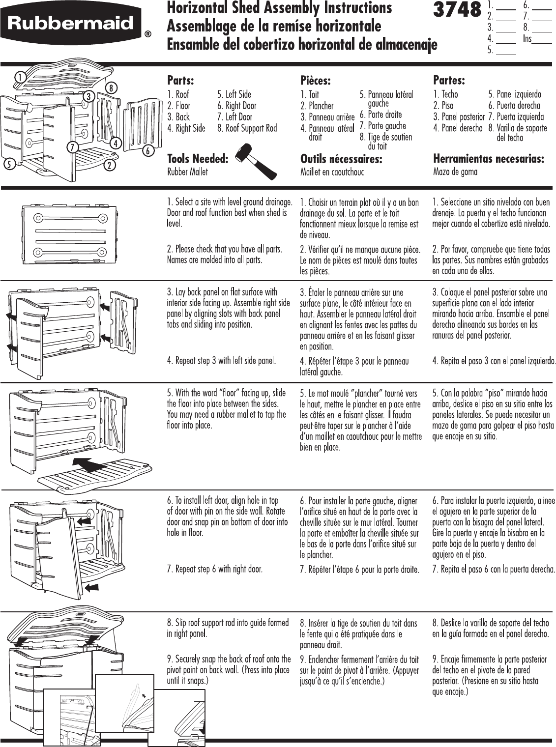 Page 1 of 2 - Rubbermaid Rubbermaid-Outdoor-Storage-3746-Users-Manual- Horizontal Shed 3748 Assembly Instructions  Rubbermaid-outdoor-storage-3746-users-manual