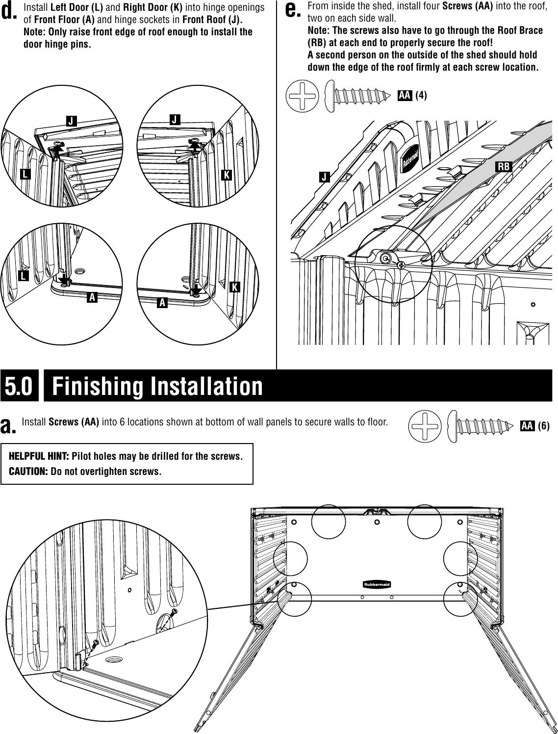 Page 11 of 12 - Rubbermaid Rubbermaid-Outdoor-Storage-5L10-Users-Manual- 5L10 Assembly Instructions English  Rubbermaid-outdoor-storage-5l10-users-manual