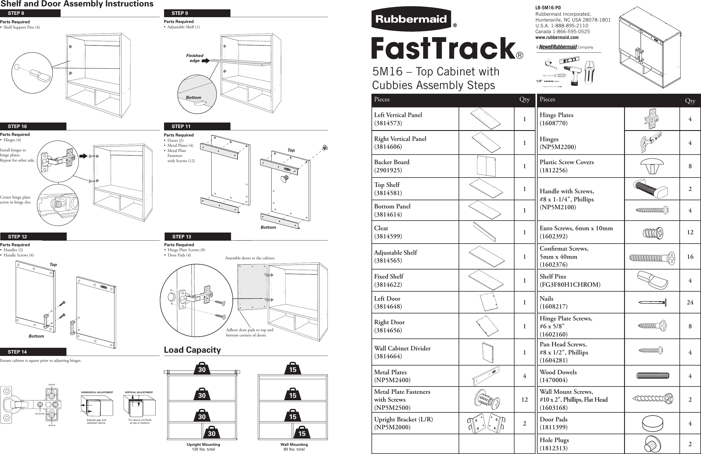 Rubbermaid Stereo System 5m16 Users Manual Fasttrack Wall Cabinet
